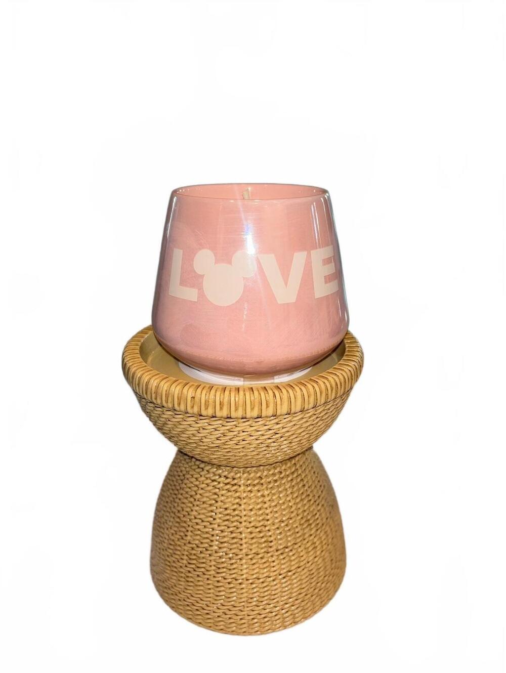 Disney Pink LOVE Candle in Glass Jar with Wicker Holder - $34.99